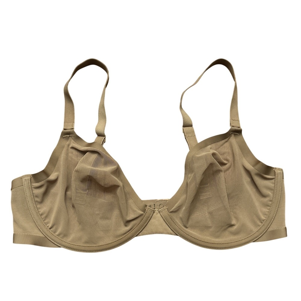 Cuup Women's Bra 34E The Plunge Sheer Underwire Full Coverage Beige Nude